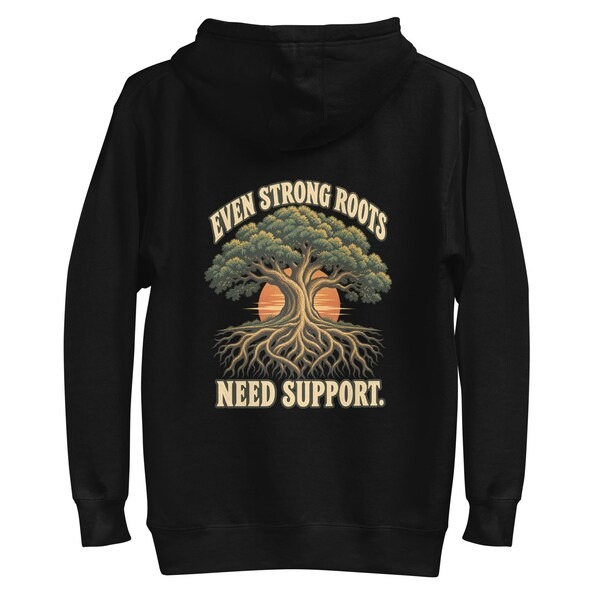 Strong Roots Premium Hoodie in Black